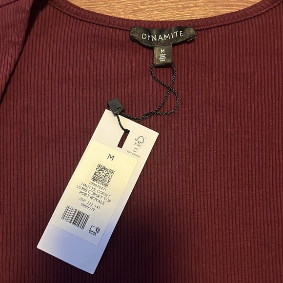 NWT* Dynamite Long Sleeve Ribbed Corset Top - Picture 7 of 10